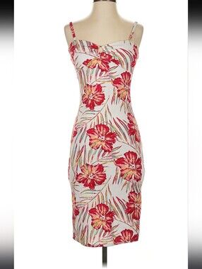 Summer Floral Midi Dress - Pink/White Size XL